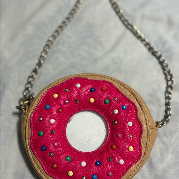 Betsey Johnson Pink Tan Donut Crossbody Bag - Picture 2 of 8